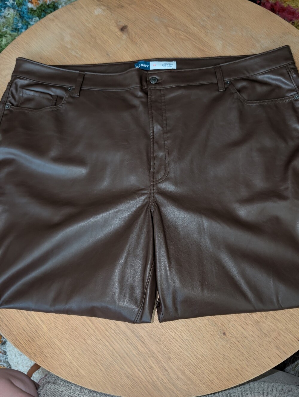 NWOT Plus Size Faux Leather Brown Boot Cut Pants